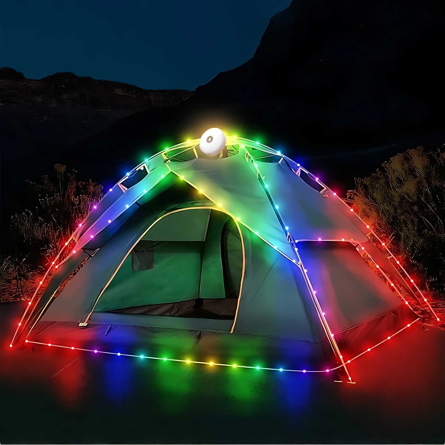 Retractable Camping Lights: All-in-One Warm & RGB Modes - GeniePanda