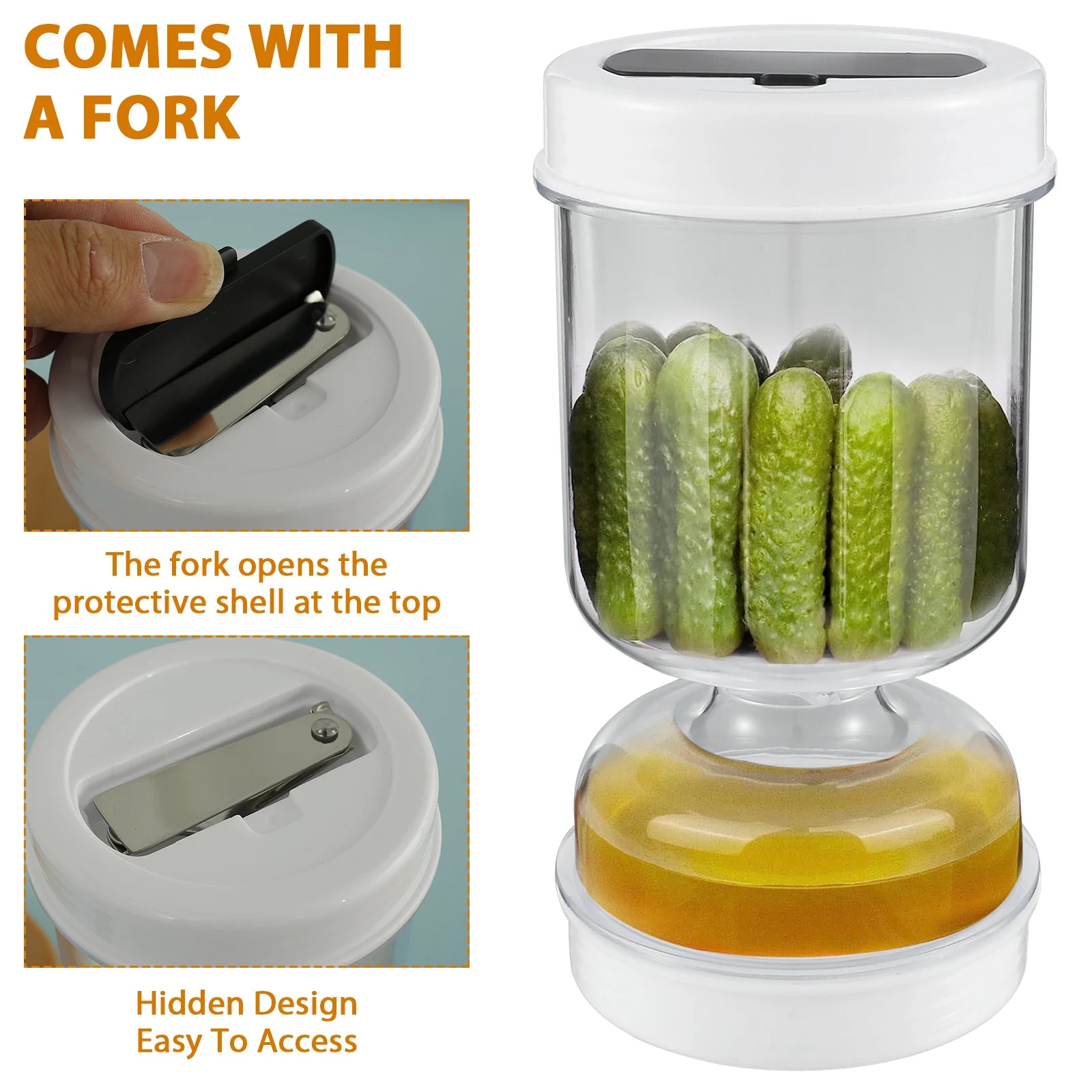 PicklePro Strainer Jar - Pickle and Olives Container - GeniePanda