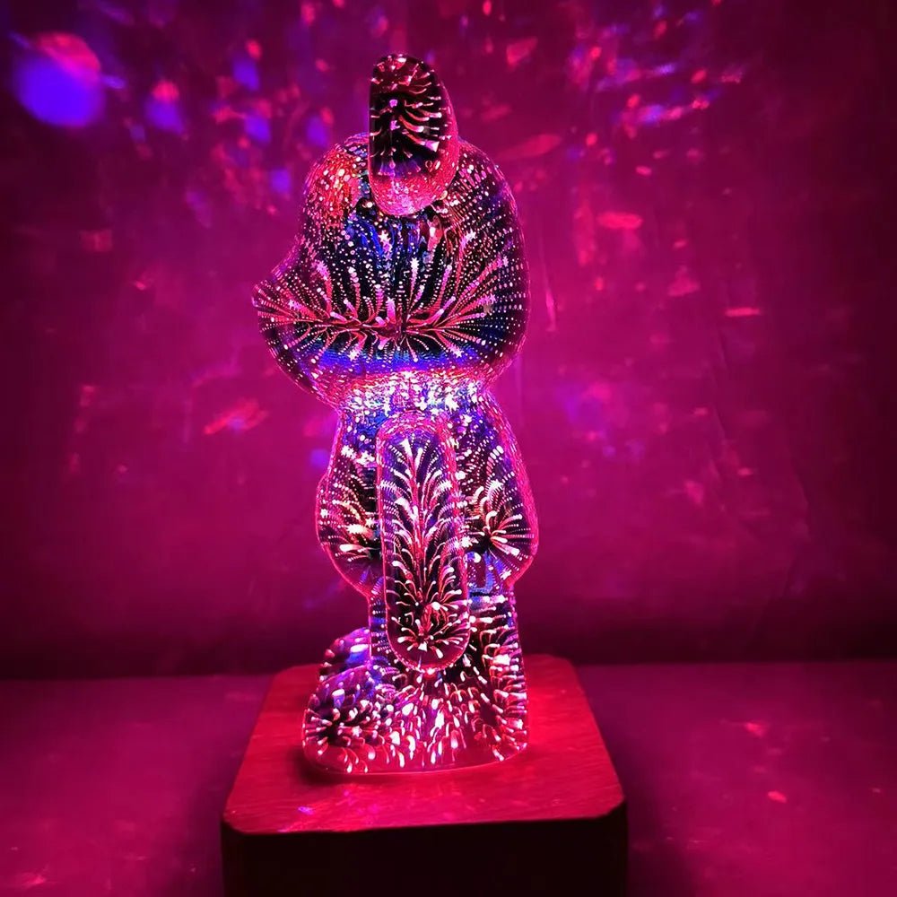 3D Glass Fireworks Little Bear Night Light - GeniePanda