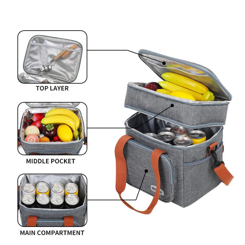 Double Layer Insulated Lunch Bag - GeniePanda