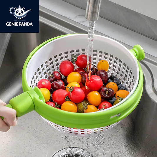 Rotating Hand-Pressed Salad Spinner - GeniePanda