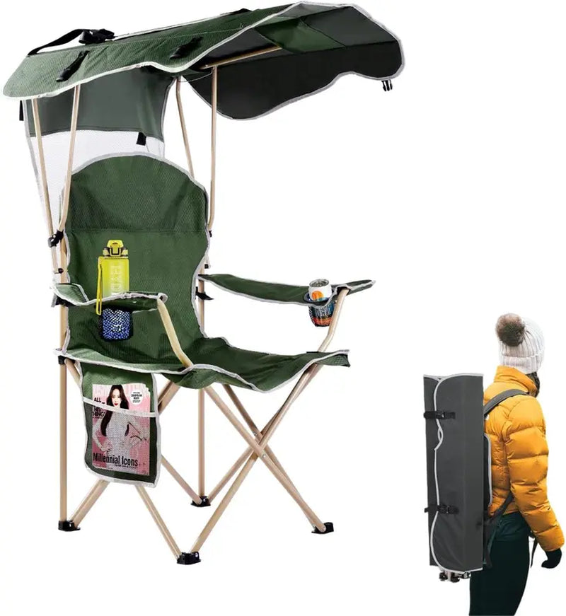 Camping Chair with Foldable Sunshade