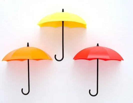 3Pcs Hooks Colorful Umbrella Wall Hook Key Hair Pin Holder Organizer Decorative