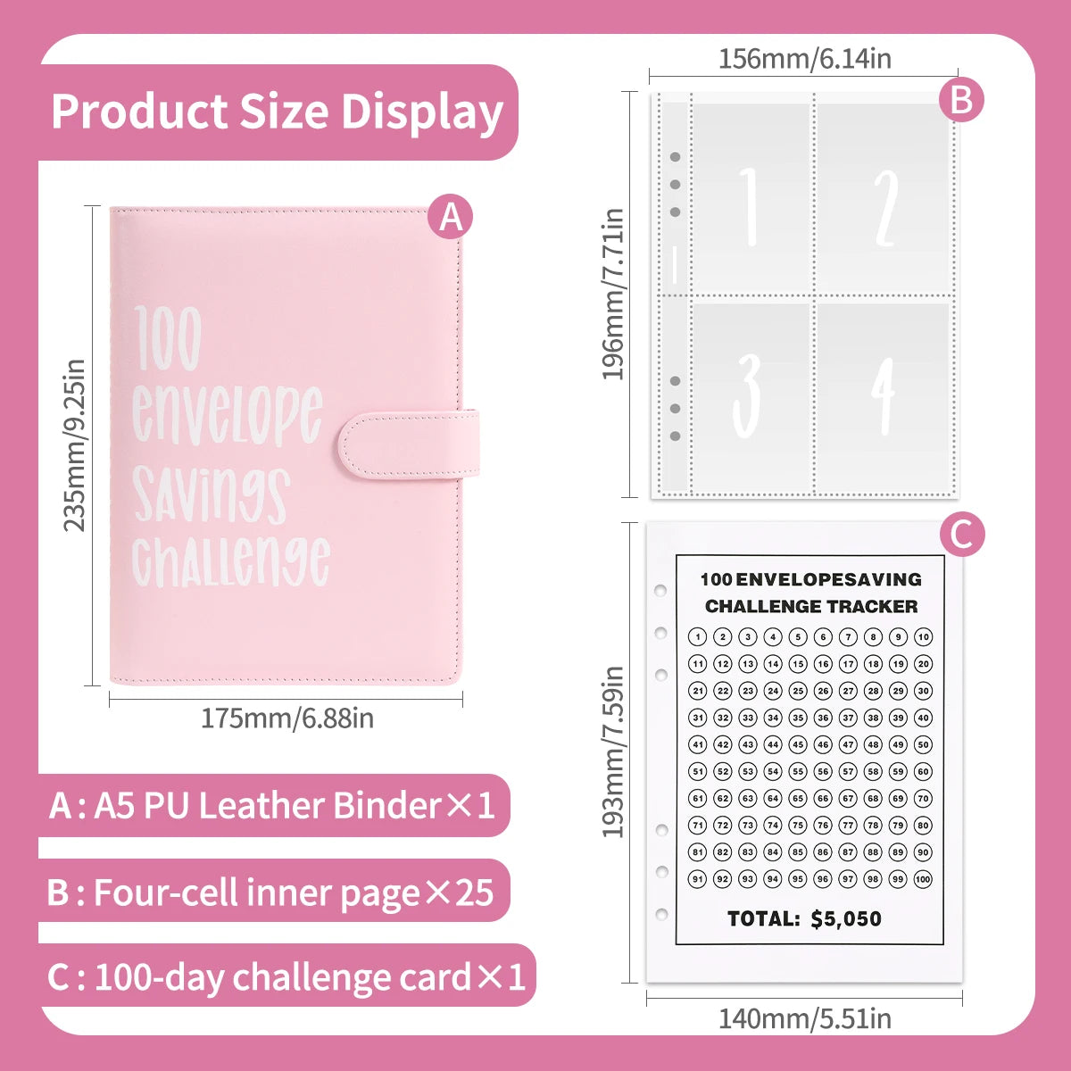 100 Envelope Savings Challenge Binder