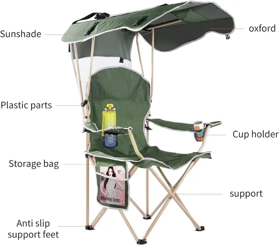 Camping Chair with Foldable Sunshade