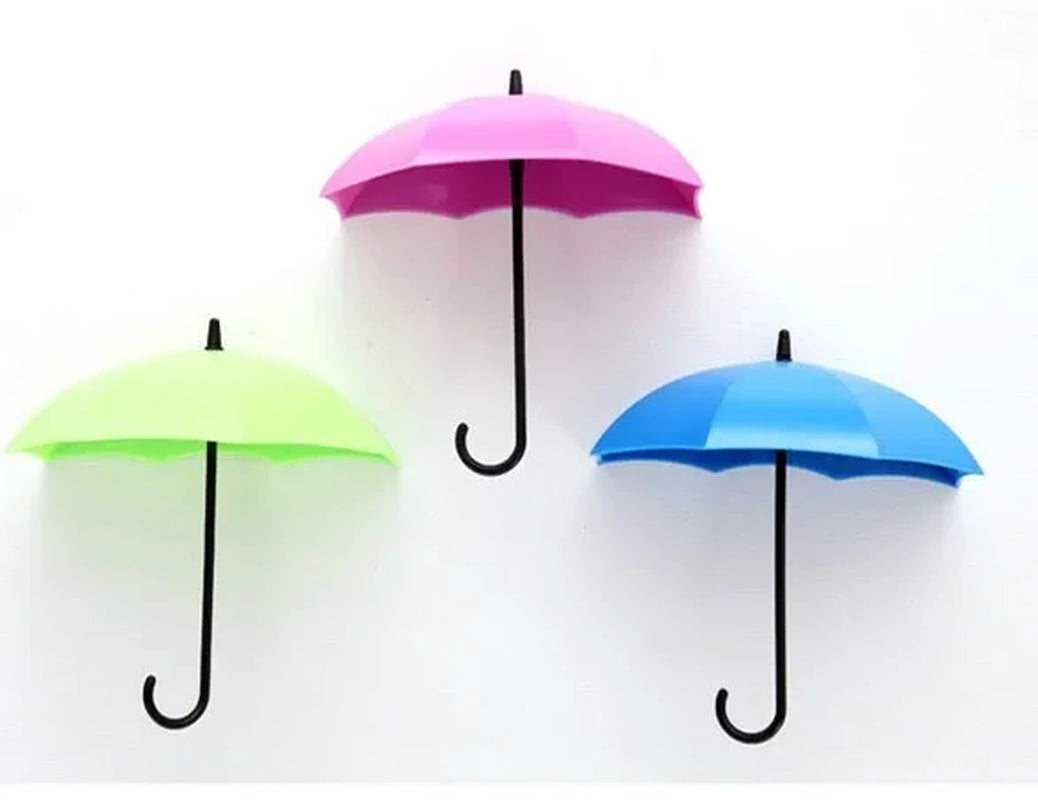 3Pcs Hooks Colorful Umbrella Wall Hook Key Hair Pin Holder Organizer Decorative