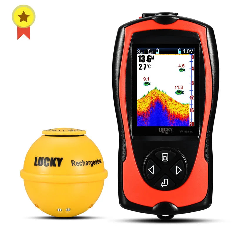 Sonar Fish Finder FF1108-1CWLA Rechargeable Wireless Sensor 45M Water Depth Echo Sounder Fishing Portable Fish Finder