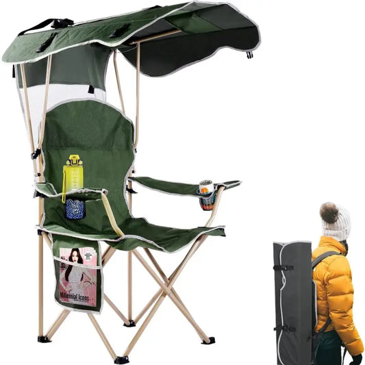 Camping Chair with Foldable Sunshade