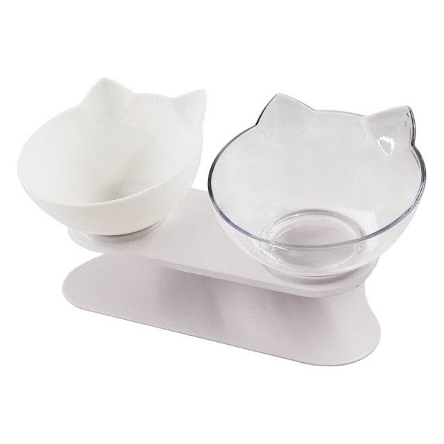 Pet Double Cat Bowl With Raised Stand - GeniePanda