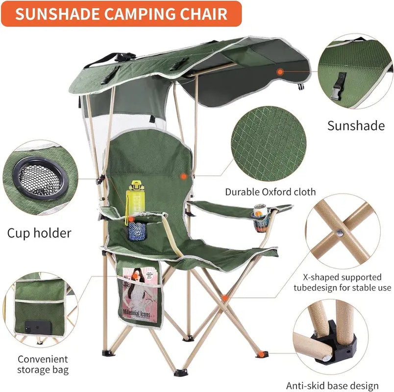 Camping Chair with Foldable Sunshade