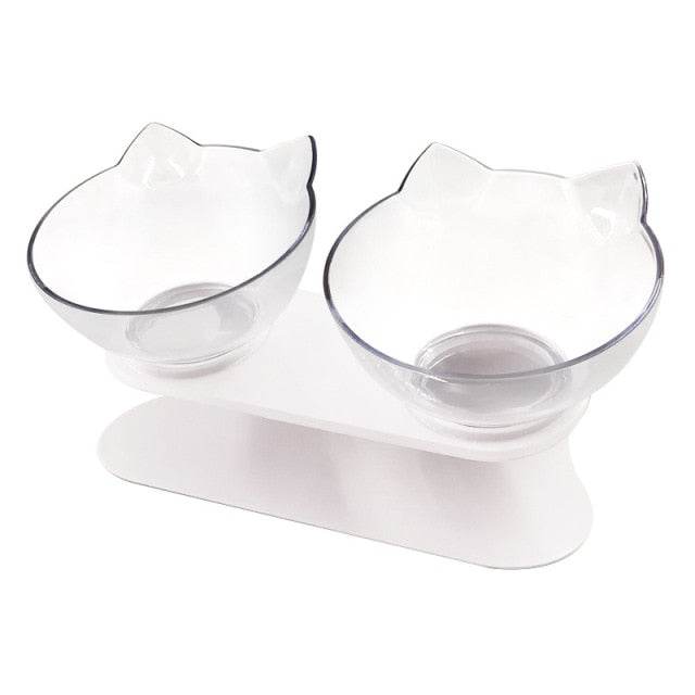 Pet Double Cat Bowl With Raised Stand - GeniePanda