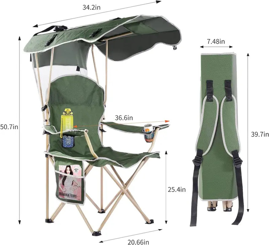 Camping Chair with Foldable Sunshade