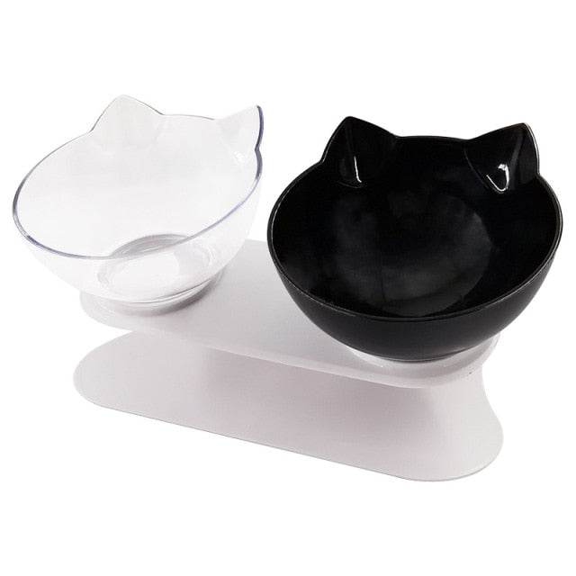 Pet Double Cat Bowl With Raised Stand - GeniePanda