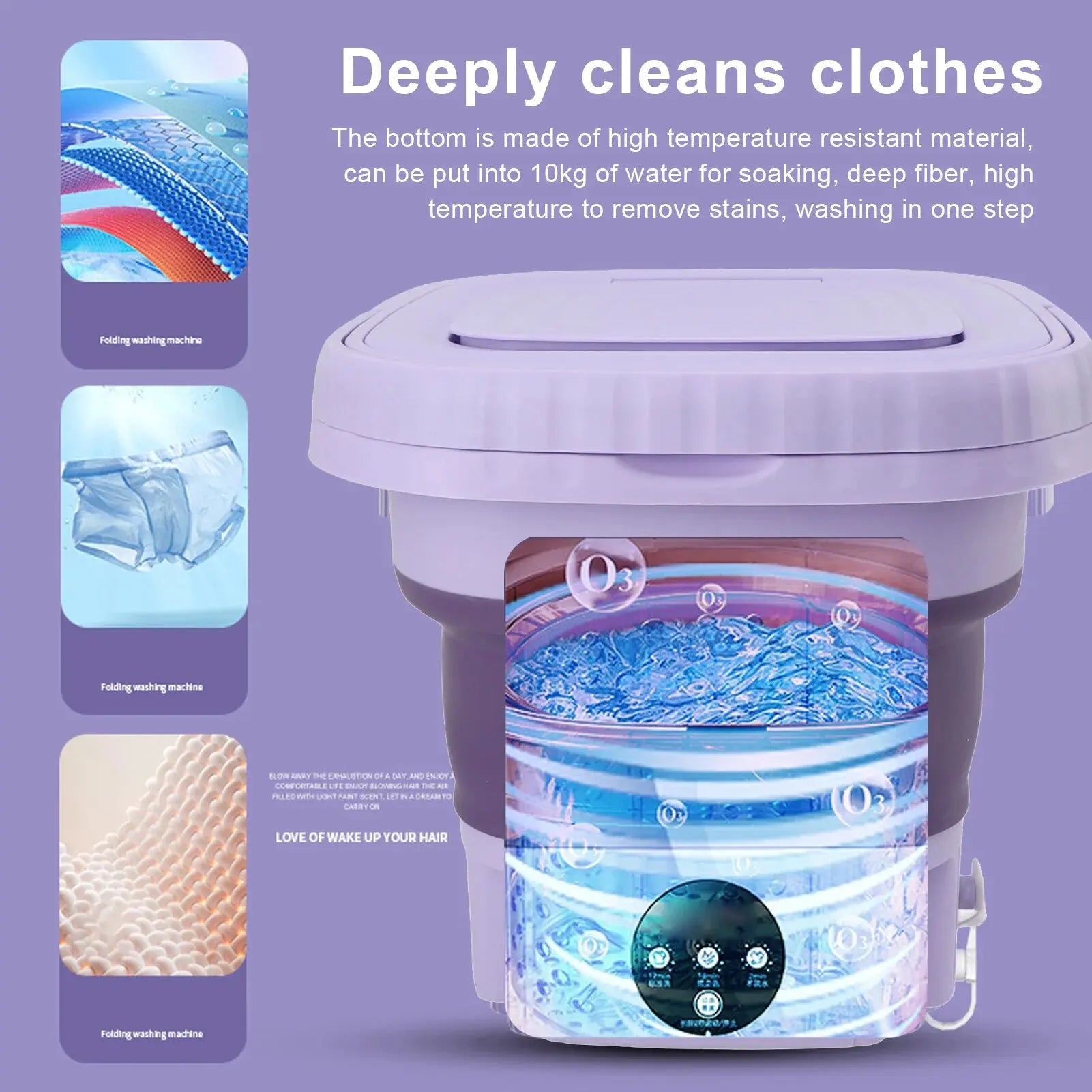 Portable Washing Machine 11L ABS PP Automatic Mini Foldable Bucket Washer with Drainage Pipe for RV Travel Apartment 110 to 240V