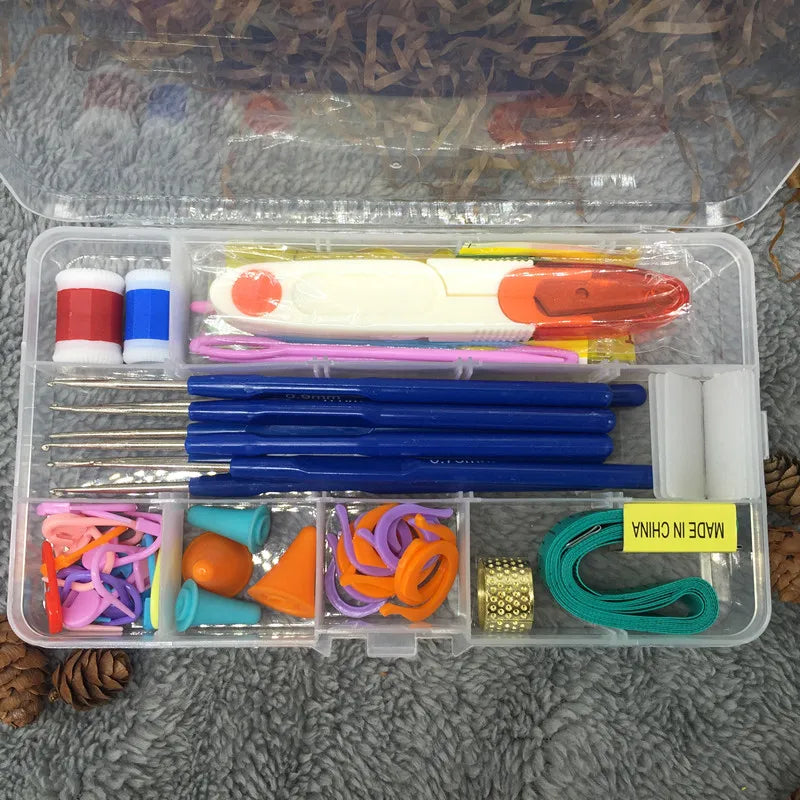 Sewing Tool Set 16 Sizes Crochet Hooks Needles Stitches Knitting Craft Case Crochet Set