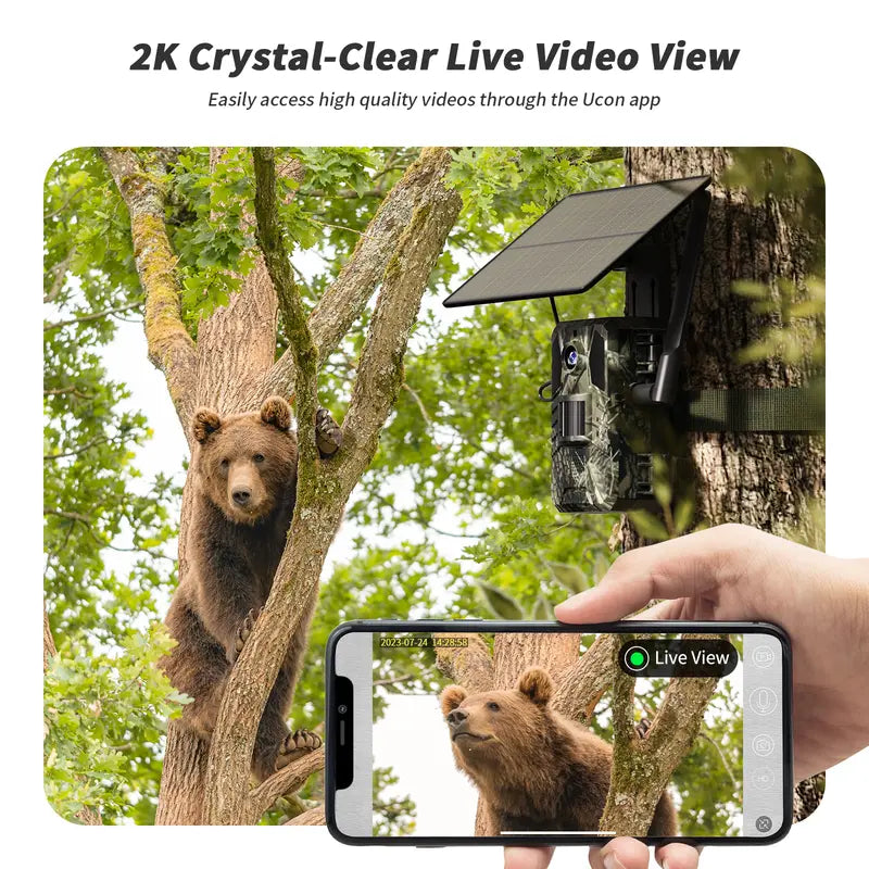 3Rd Gen 4G LTE Cellular Trail Cameras with Live Streaming, Game Camera Built-In SIM Card with Motion Activated 0.2S Trigger Time Solar Trail Camera IP66 Waterproof Remote