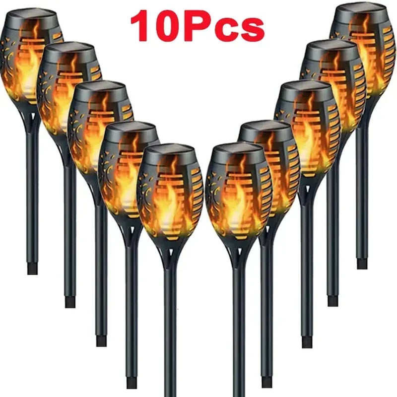 1/2/4/6/8/10Pcs Solar Flame Torch Light Flickering Light Waterproof Garden Decoration Outdoor Lawn Path Yard Patio Floor Lamp