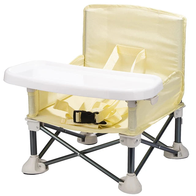 Baby Foldable Portable Dining Chair with Plate Seat Belt Children'S Beach Chair Camping Child Comfortable Feeding Seat Baby