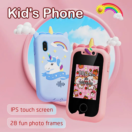 Children Phone Educational Toys Musical Toy Unicorn Baby Mobile Selfie Camera with 512Mb TF Card Toys for Babies Birthday Gifts