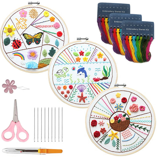 DIY Embroidery Stitch Practice Kit Handmade Embroidery Starter for Beginner Hand Stitch Embroidery Skill Techniques