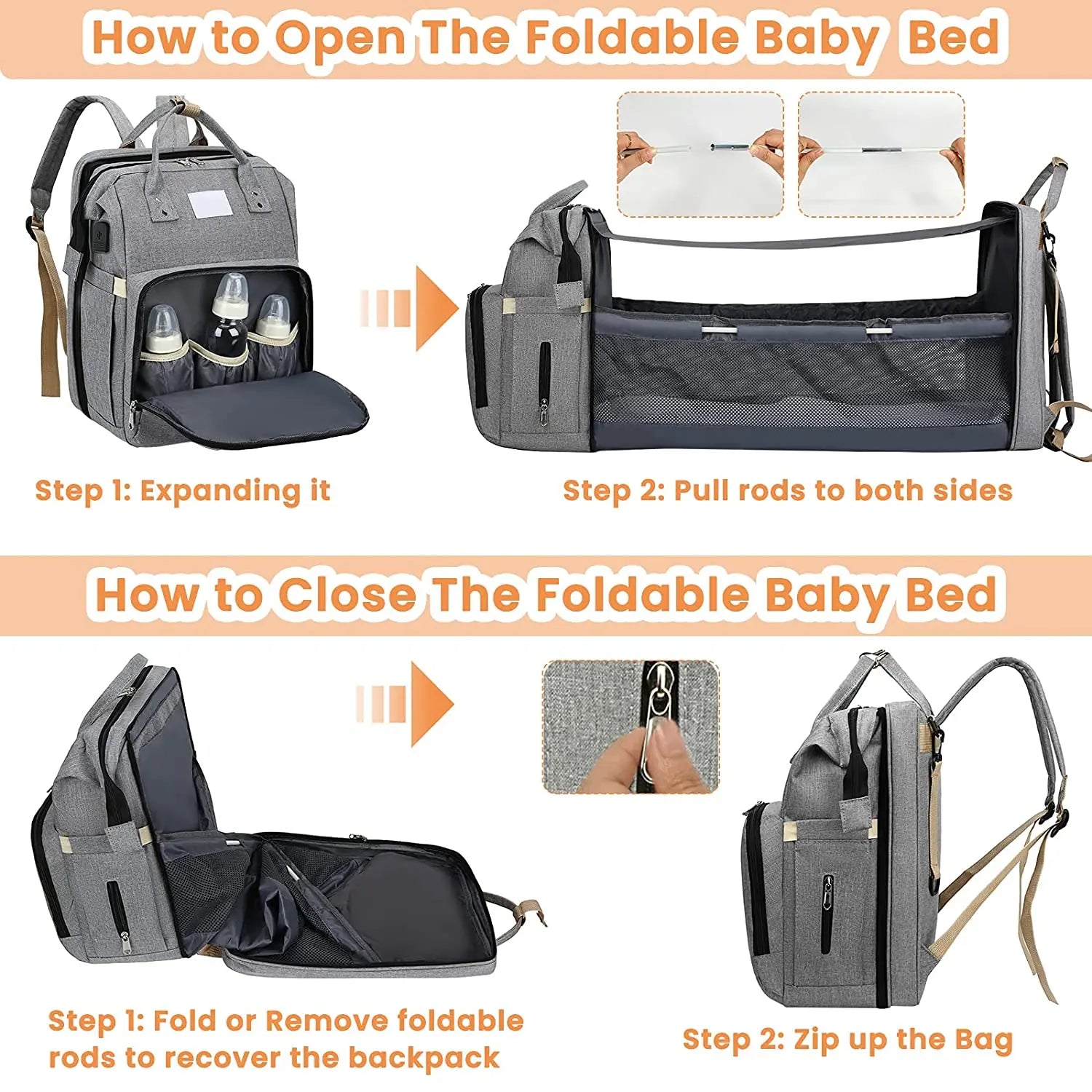 Baby Diaper Bag Backpack with Changing Table