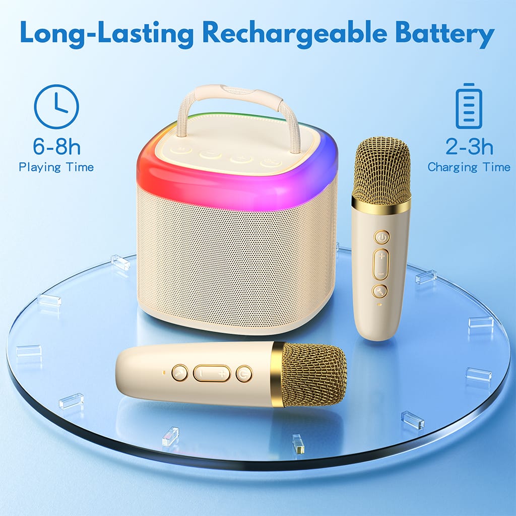 🎵Mini Karaoke Machine for Kids with Wireless Microphones - GeniePanda