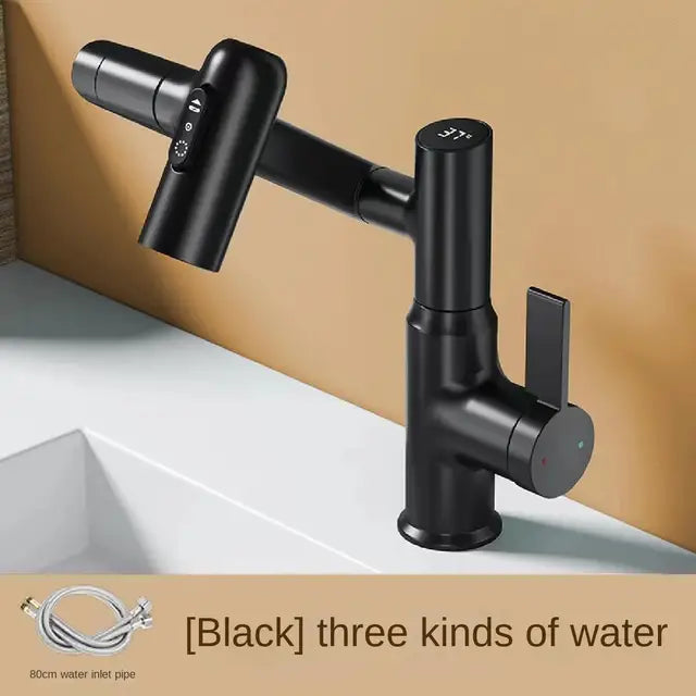 Digital Display LED Bathroom Basin Faucet 360 Rotation Multifunction Stream Sprayer Hot Cold Water Mixer Sink Tap Bathroom