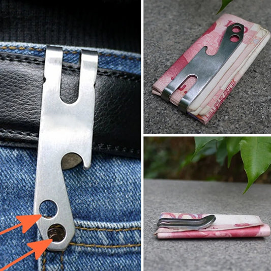 Money Clip Belt EDC Keychain Wallet Cash Hanger Pocket Holder Bottle Can Beer Opener Multi Tool Multipupose Gear