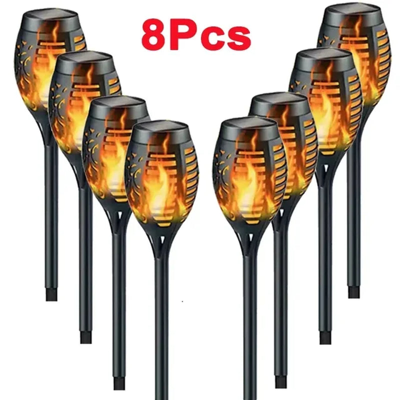 1/2/4/6/8/10Pcs Solar Flame Torch Light Flickering Light Waterproof Garden Decoration Outdoor Lawn Path Yard Patio Floor Lamp