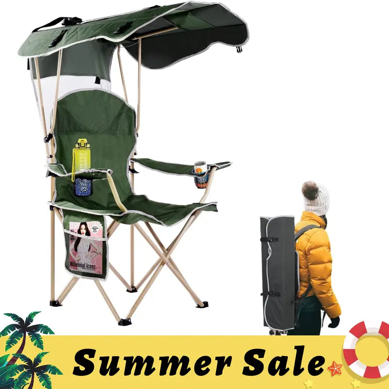 Camping Chair with Foldable Sunshade