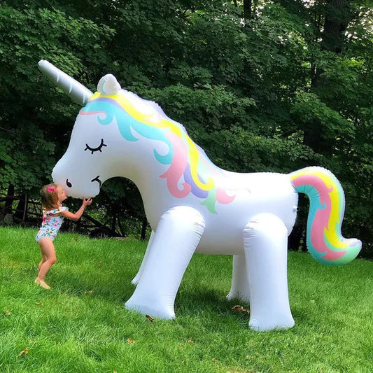 Unicorn Water Sprinkler Kids Toy for outside Giant Inflatable Swimming Float Outdoor Fountain Beach Party Water Spray Toys