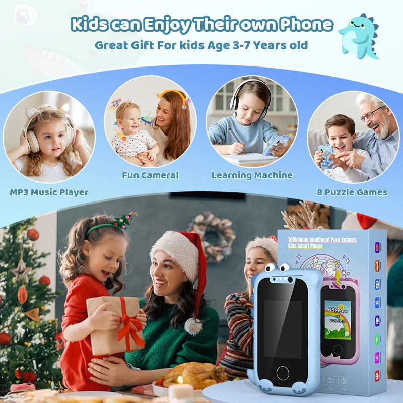 Kids Smart Phone Toys Children Learning Toy Camera HD IPS Touch Screen MP3 Music Player Educational Toy Boy Girl Birthday Gifts