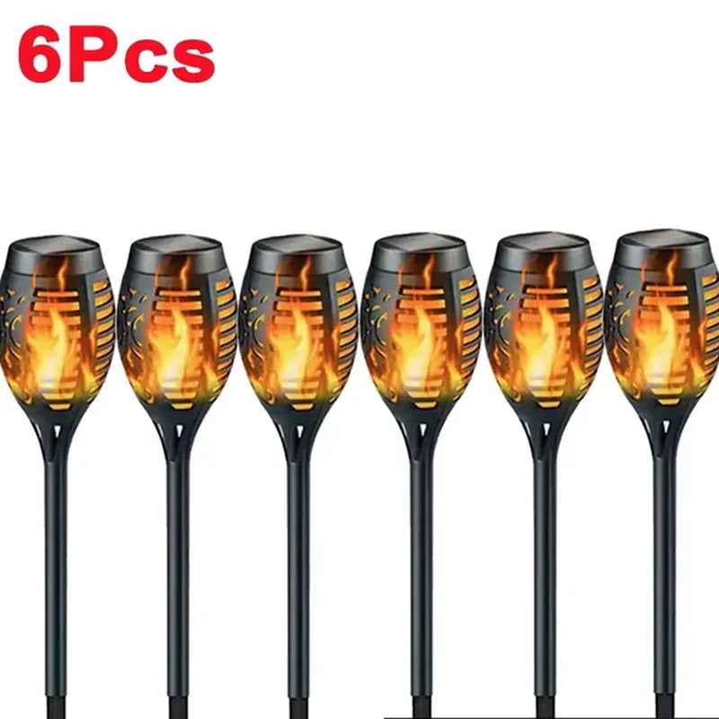 1/2/4/6/8/10Pcs Solar Flame Torch Light Flickering Light Waterproof Garden Decoration Outdoor Lawn Path Yard Patio Floor Lamp