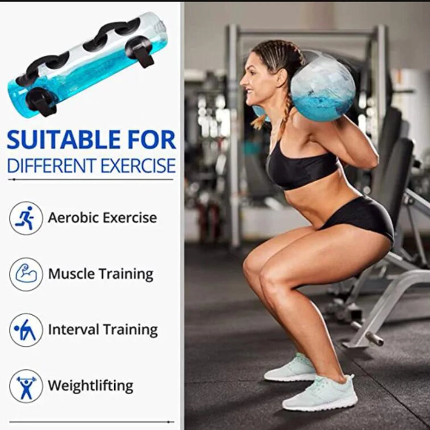 Fitness Aqua Bag Training Power Bag, Adjustable Water Weight Bag with Upgraded Air Pump 45LBS Portable Aqua Training Bag Instead of Sand Bag Training Home Gym for Workout Weights Training Balance