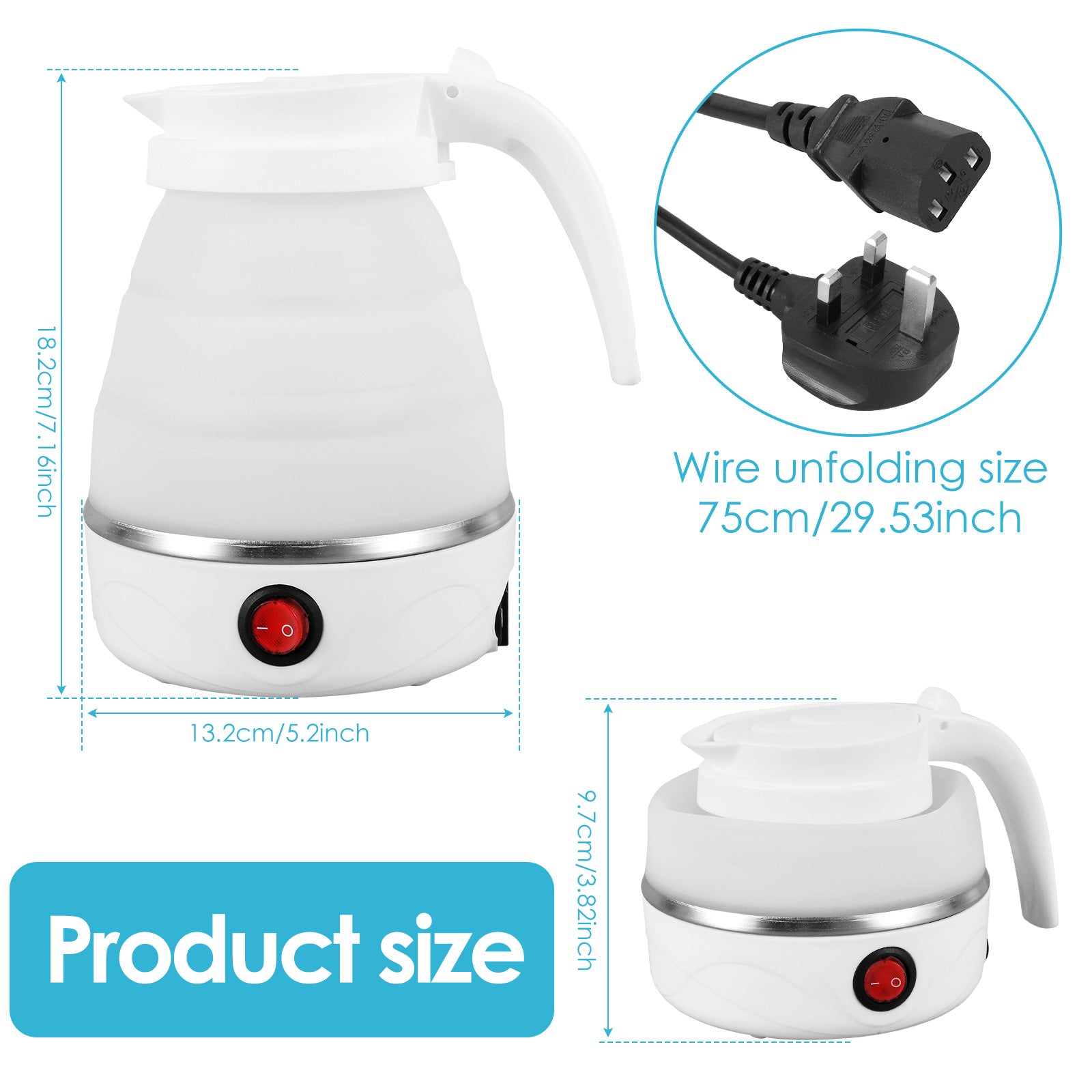 Portable Electric Kettle With Universal Plug - GeniePanda