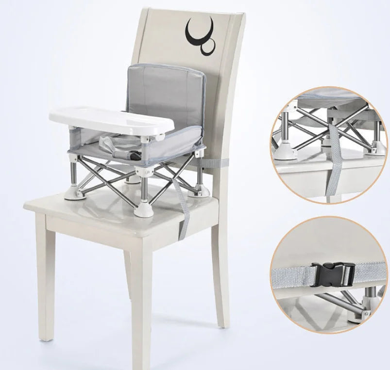 Baby Foldable Portable Dining Chair with Plate Seat Belt Children'S Beach Chair Camping Child Comfortable Feeding Seat Baby - GeniePanda