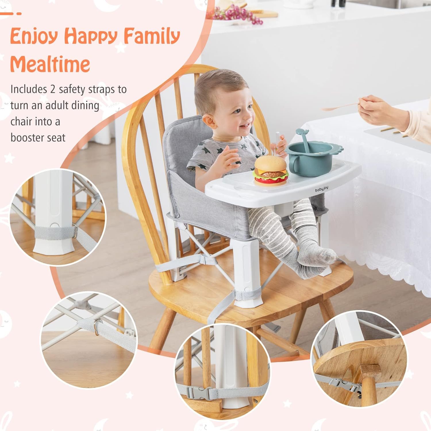 Baby Foldable Portable Dining Chair with Plate Seat Belt Children'S Beach Chair Camping Child Comfortable Feeding Seat Baby - GeniePanda