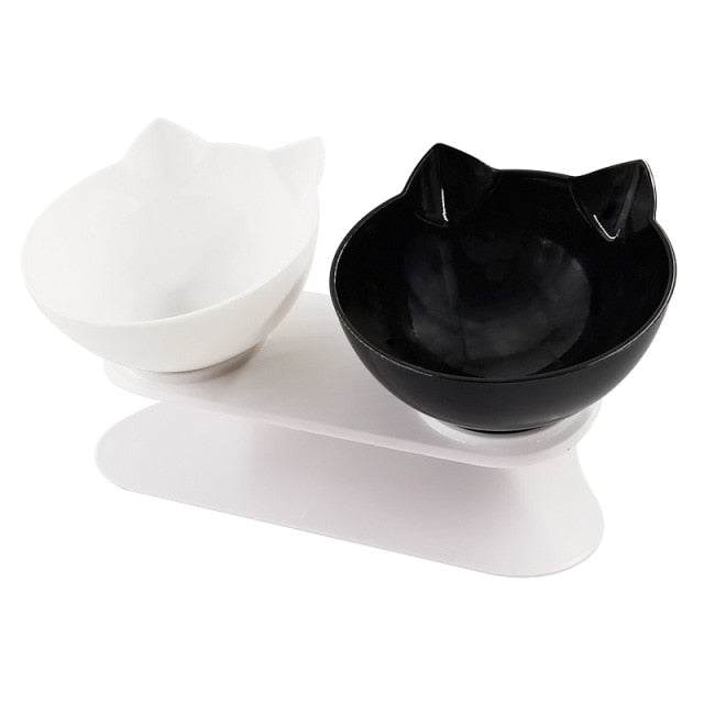 Pet Double Cat Bowl With Raised Stand - GeniePanda