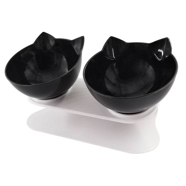 Pet Double Cat Bowl With Raised Stand - GeniePanda