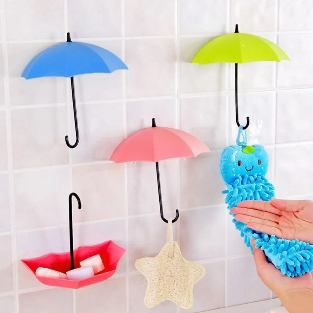 3Pcs Hooks Colorful Umbrella Wall Hook Key Hair Pin Holder Organizer Decorative