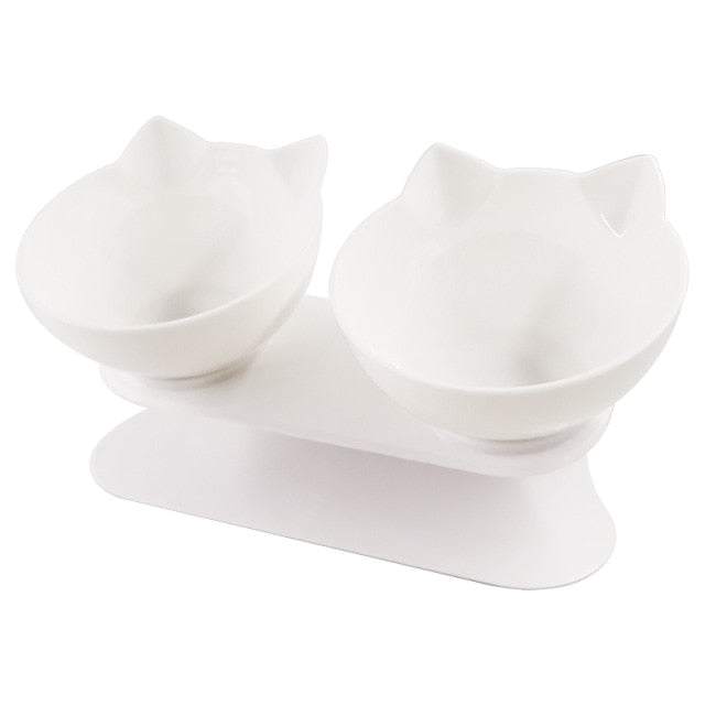 Pet Double Cat Bowl With Raised Stand - GeniePanda