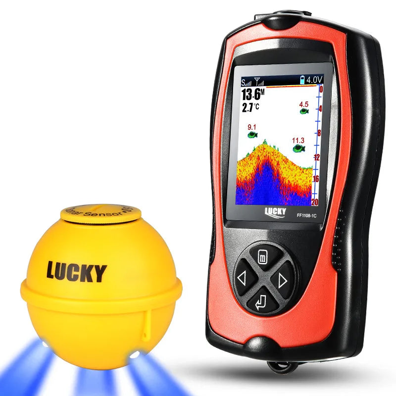 Sonar Fish Finder FF1108-1CWLA Rechargeable Wireless Sensor 45M Water Depth Echo Sounder Fishing Portable Fish Finder