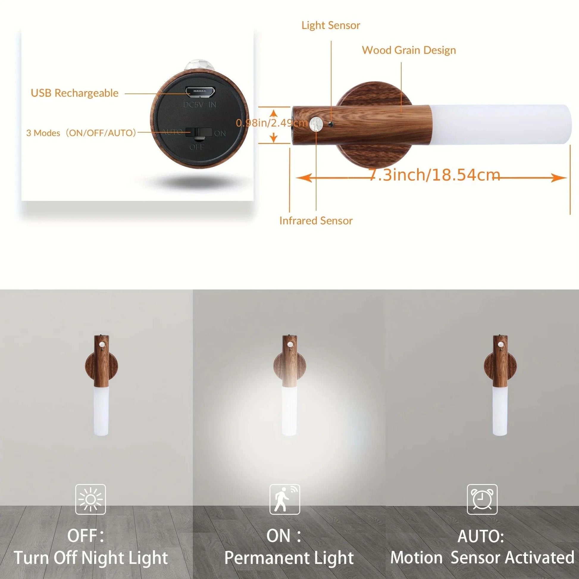 Wood Motion Sensor Light - GeniePanda