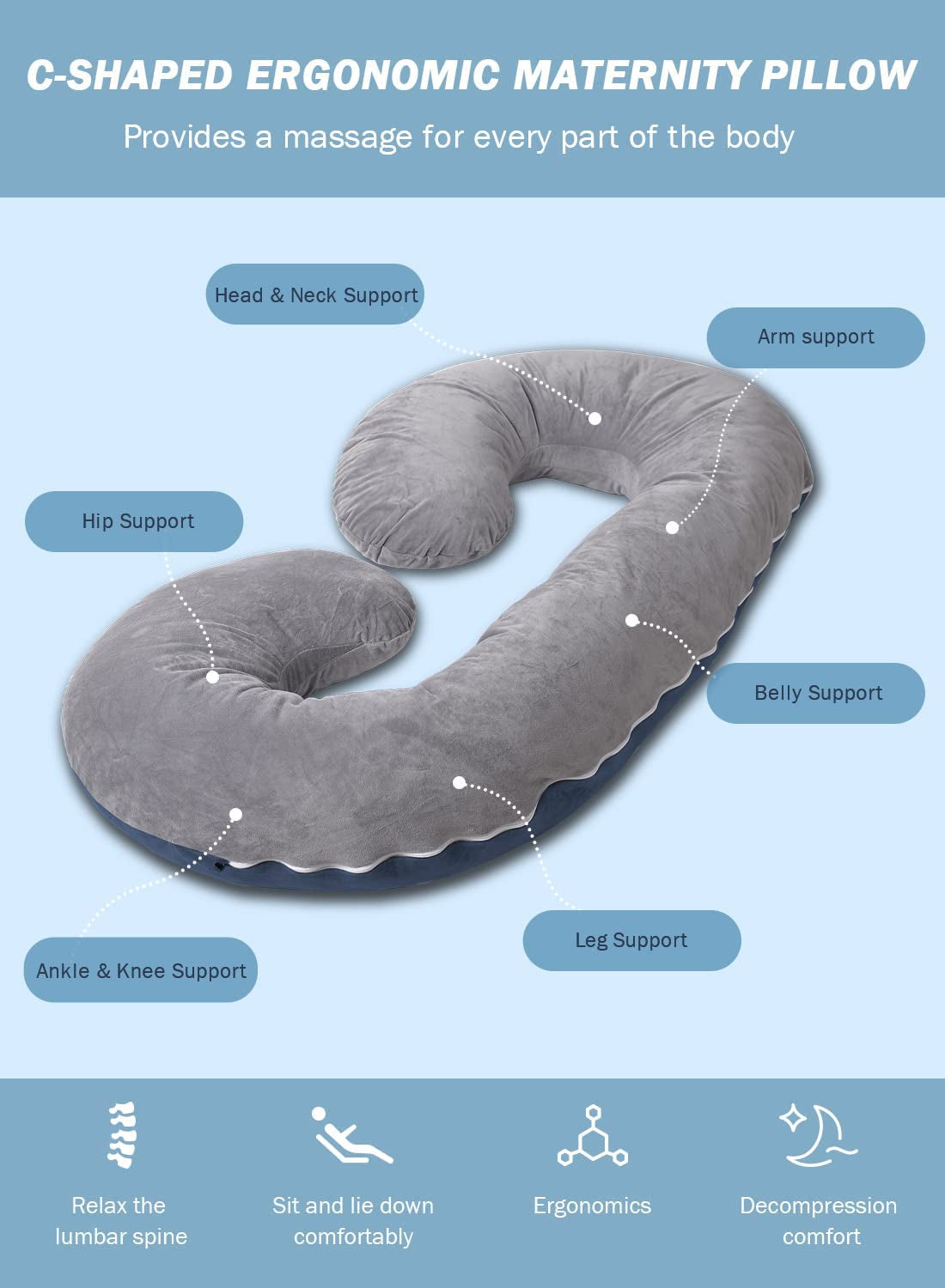 C-Shaped Body Pregnancy Pillow - GeniePanda