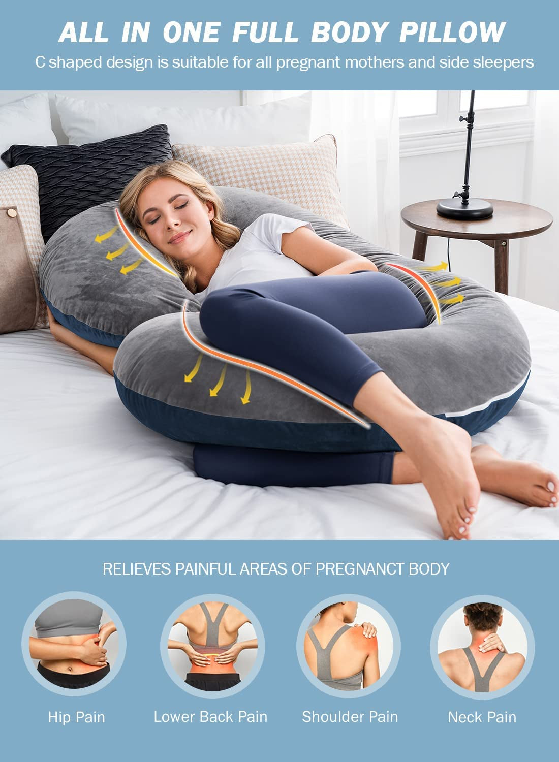 C-Shaped Body Pregnancy Pillow - GeniePanda