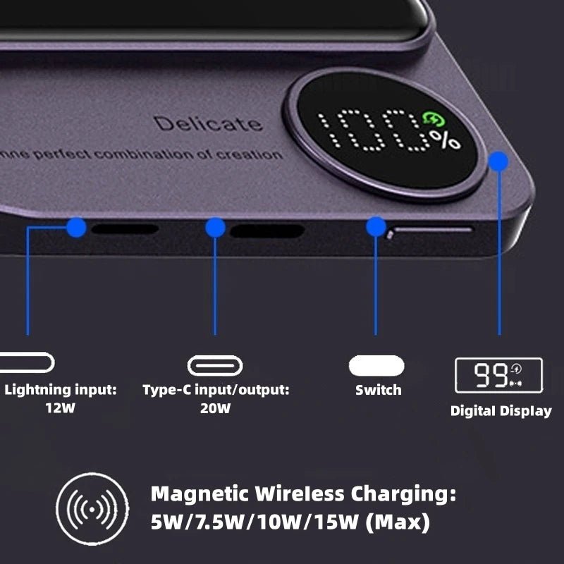 Magnetic Power Bank: Compact & Fast Wireless Charging - GeniePanda