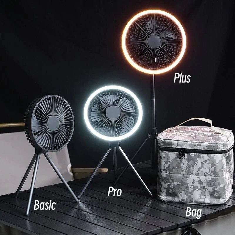 Rechargeable Camping Fan with LED Light and Power Bank - GeniePanda