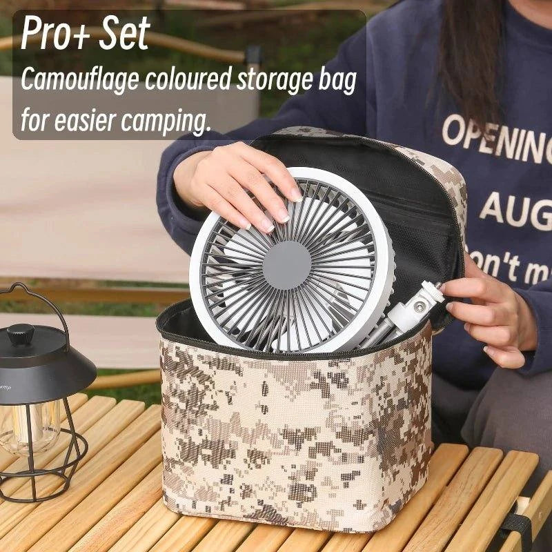 Rechargeable Camping Fan with LED Light and Power Bank - GeniePanda