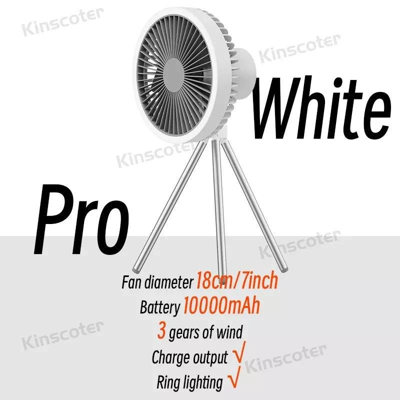 Rechargeable Camping Fan with LED Light and Power Bank - GeniePanda