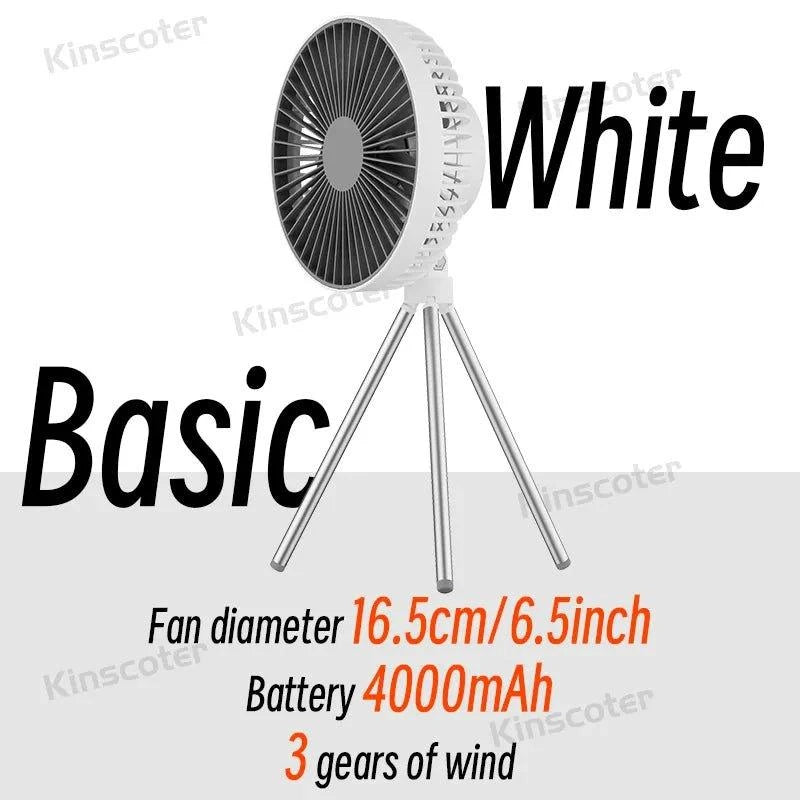 Rechargeable Camping Fan with LED Light and Power Bank - GeniePanda